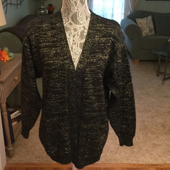 🌻SPARLY BLACK CARDIGAN SWEATER - Picture 1 of 4
