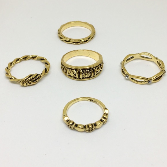 8 Piece Tribal Boho Vintage Leaf Midi Ring Set NWT - Picture 6 of 6