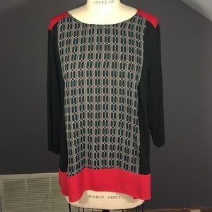 Red/Black White Art Deco Pattern Top