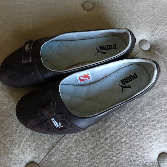 Puma flat slip on shoes Brown size 6.5 6 1/2