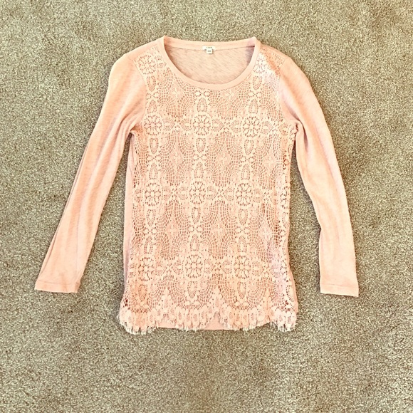 Pink (Blush) lace overlay top