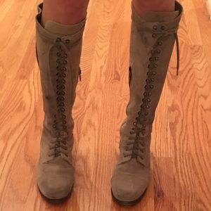 STEVEN Steve Madden grey suede knee high boots.