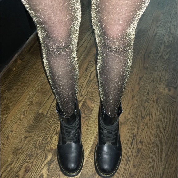 Gold metallic tights