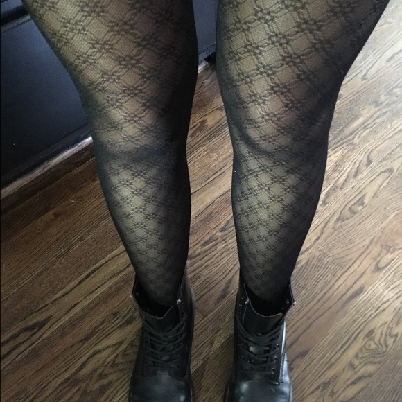 Black plaid style tights