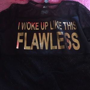 i woke up like this fish net shirt