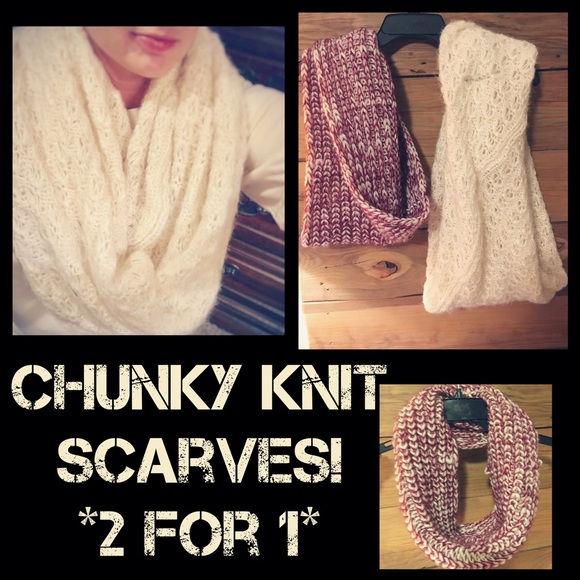 TWO Chunky, Knit, *infinity* Scarves! *NEW*