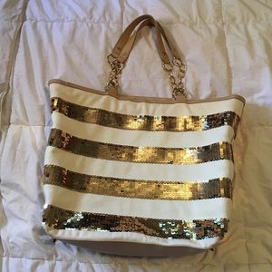 IMAN gold sequin tote bag
