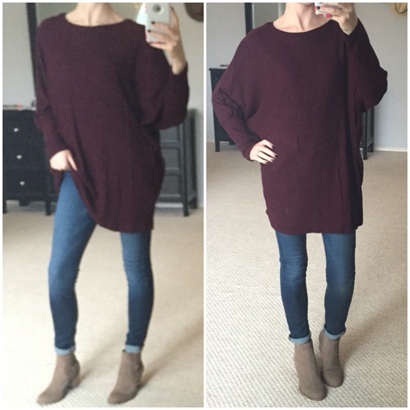 LAST ITEM▫️Burgundy Soft Ribbed Knit LS Tunic - Picture 2 of 4