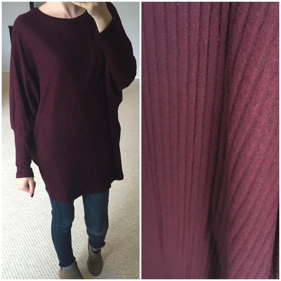 LAST ITEM▫️Burgundy Soft Ribbed Knit LS Tunic - Picture 3 of 4