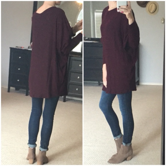 LAST ITEM▫️Burgundy Soft Ribbed Knit LS Tunic - Picture 4 of 4