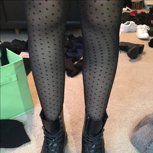 Black polka dot tights