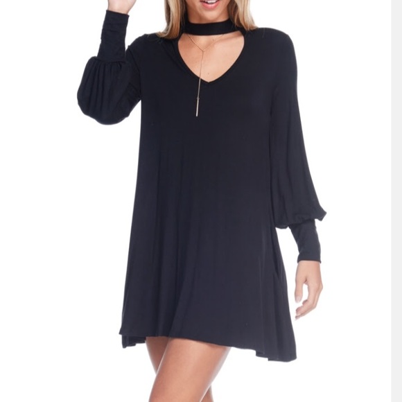 LAST ITEM▫️Black LS Choker Swing Dress w/ Pockets - Picture 4 of 4