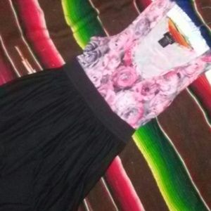 Rose print mini dress