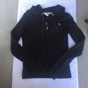Black Victorias Secret Pink Zip-Up Jacket