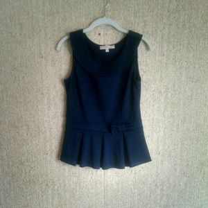 Navy peplum bow top