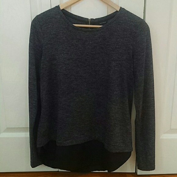 Ann Taylor gray sweater with faux shirt underneath
