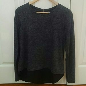 Ann Taylor gray sweater with faux shirt underneath