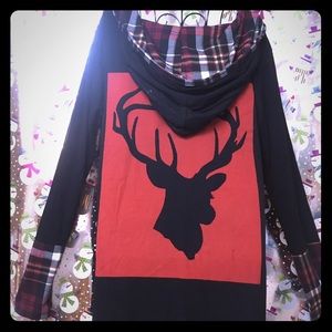 Long sleeved hooded shirt great for outdoor fun