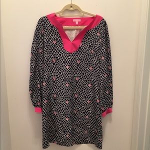 Silk LP long sleeve dress in shells pattern