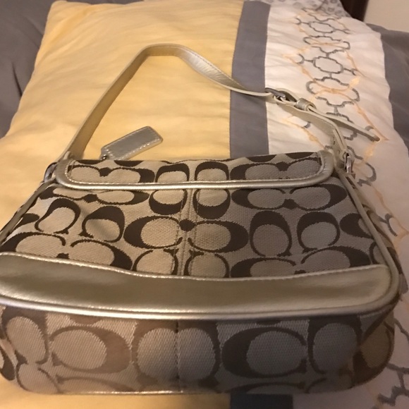 Gold and brown coach purse - Picture 2 of 4