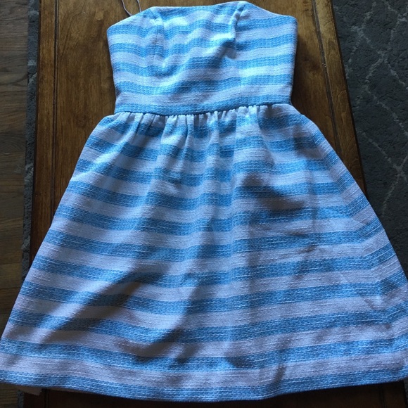 Lilly Pulitzer flutter blue strapless dress