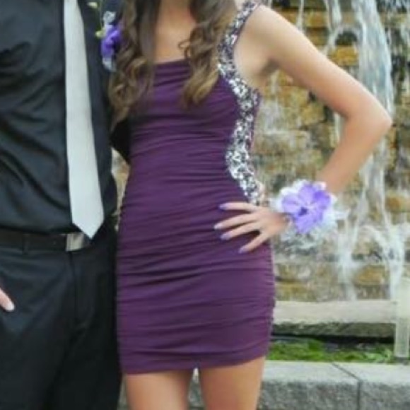 Purple homecoming dress with bedazzled side! - Picture 1 of 1