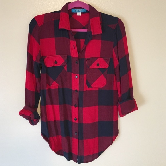 Francesca's Collections Tops - Red and blue soft plaid flannel