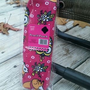 Pink Retro-Style Makeup/Pencil Pouch BNWT