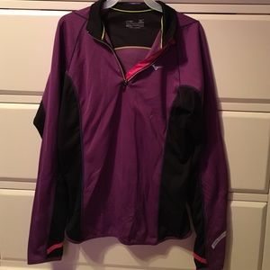 Dark purple Mizuno running jacket.