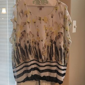 Roz & Ali Elastic Mock Tie Blouse