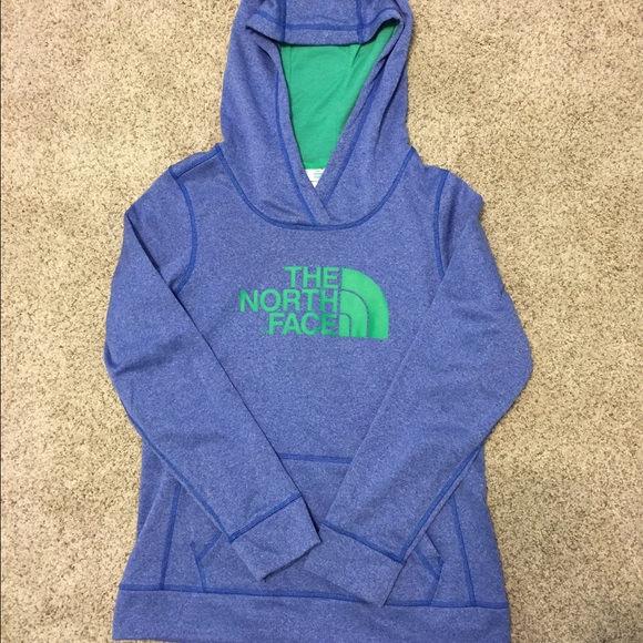 North Face blue hoodie with green