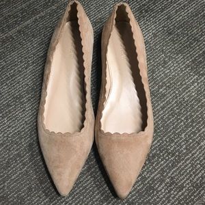J Crew Suede Flats in Beige