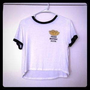"Fries before guys" crop top