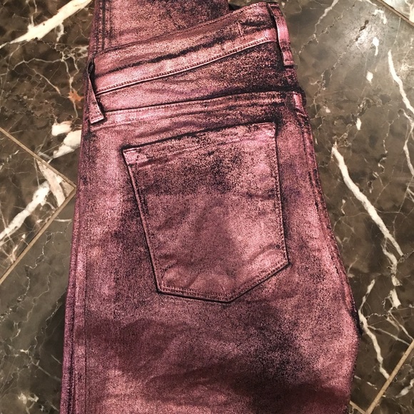 pink metallic jeans