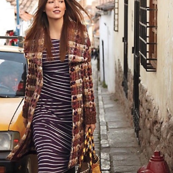 ✨SALE✨ Black with cream stripes soft midi dress