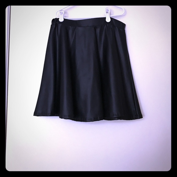 Black Pleather Skater Skirt