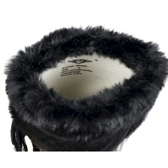 B&W Fur Cuff Laced Rubber Rainboots 14" RB1803 - Picture 3 of 4