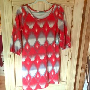 Red and grey Aztec print dress