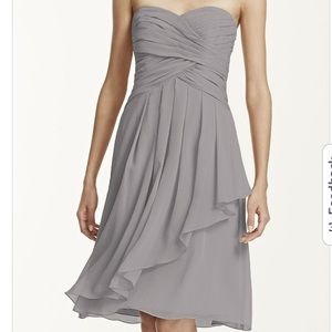 Short Crinkle Chiffon Dress with Front Cascade