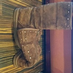 Suede brown uggs with cooper metal  accents