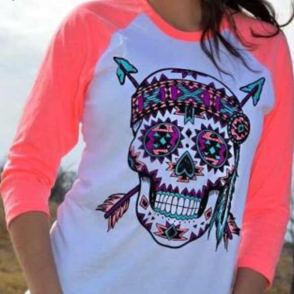 Sugar skull baseball tee