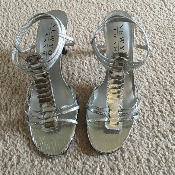 New York Transit Silver Strappy Heels