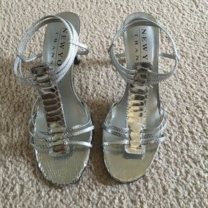 New York Transit Silver Strappy Heels