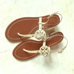 Tory Burch embossed logo sandals