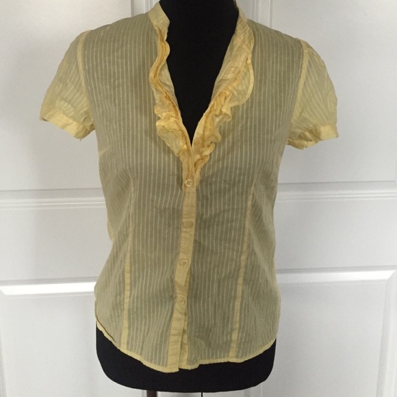 Yellow sheer short sleeve blouse