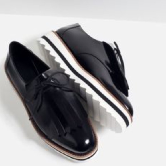 zara black platform shoes
