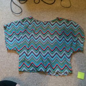 Multicolor Zipup Crop Top