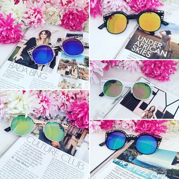 "Aurora" Sunglasses || Gold & Green Mirror - Picture 4 of 6
