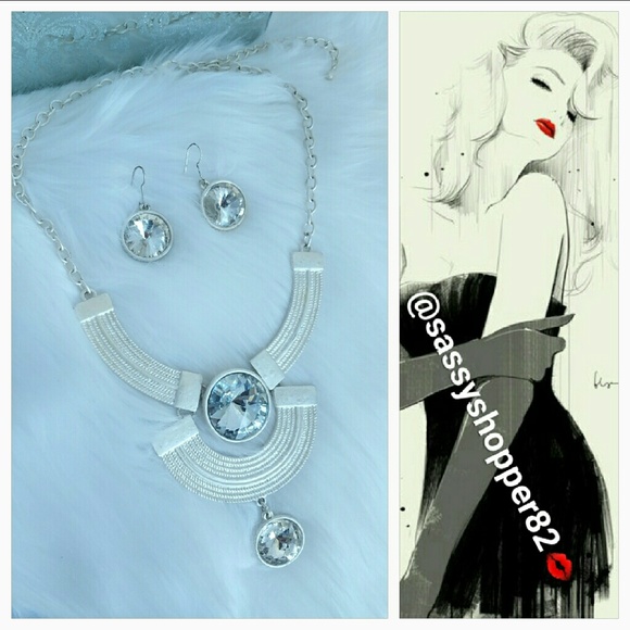 Painted Silver Necklace and earrings set - Picture 3 of 4