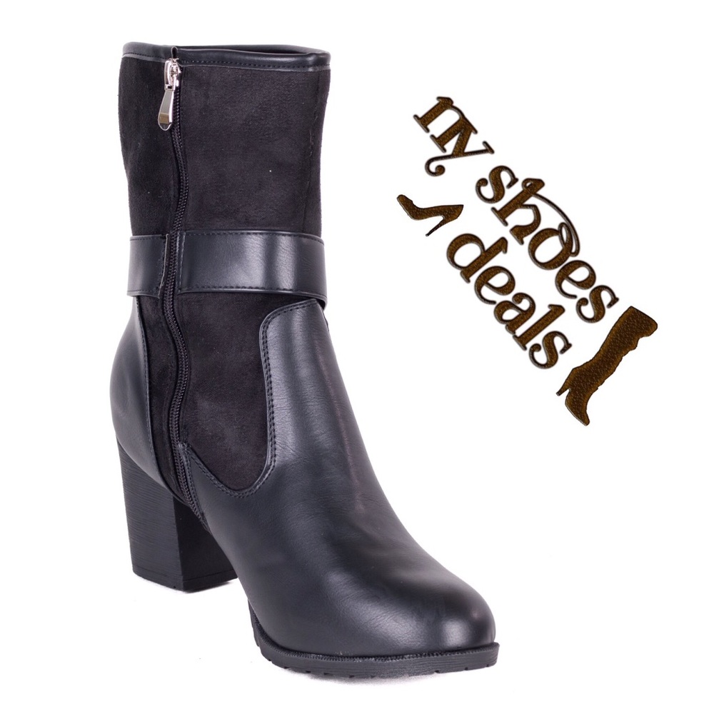 Women's 10" Faux Leather Heel Boots w/ Suede - Picture 1 of 3